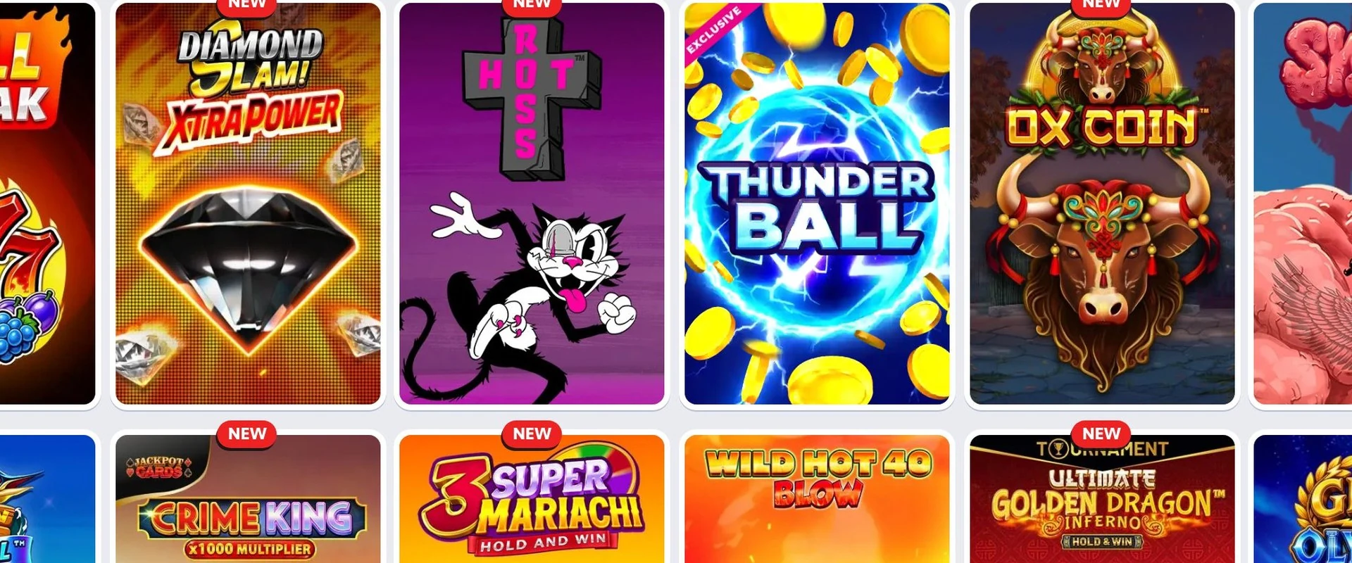 Raster mit Spielautomaten aus der Supabet-Lobby